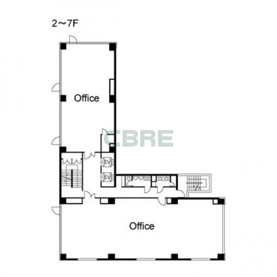 2階〜7階 平面図