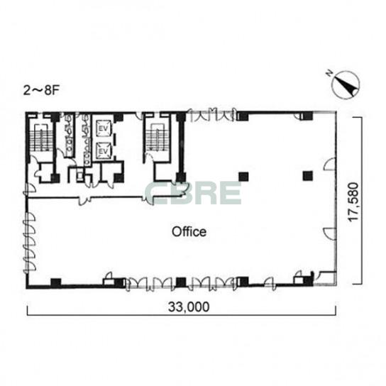 2階〜8階 平面図