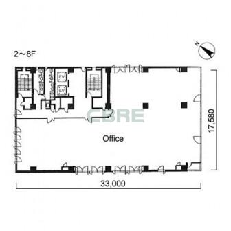 2階〜8階 平面図