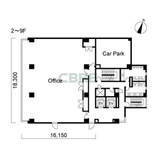 2階〜9階 平面図