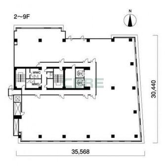 2階〜9階 平面図