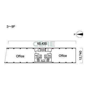 3階〜9階 平面図