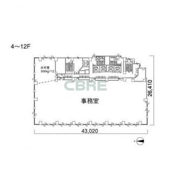 4階〜12階 平面図