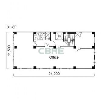 3階〜8階 平面図