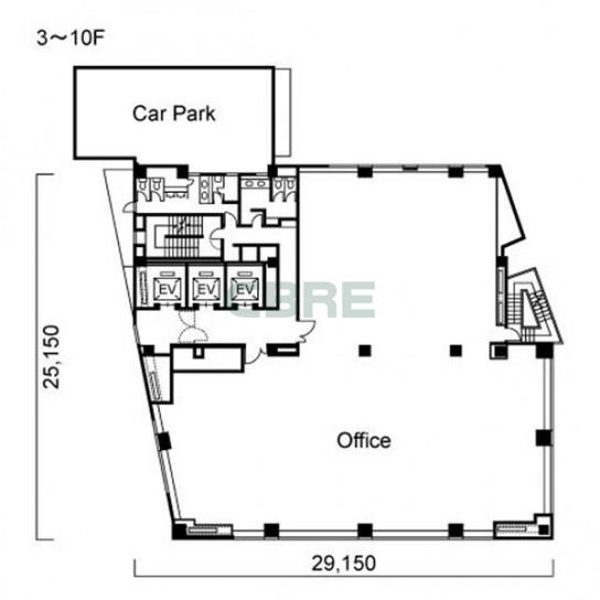 3階〜10階 平面図
