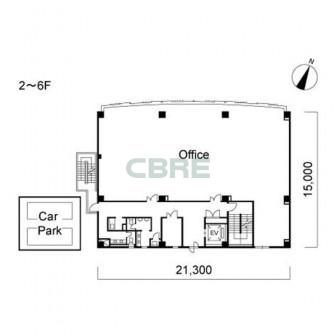 2階〜6階 平面図