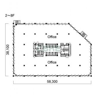 2階〜8階 平面図
