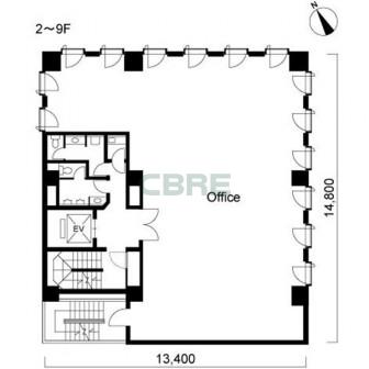 2階〜9階 平面図