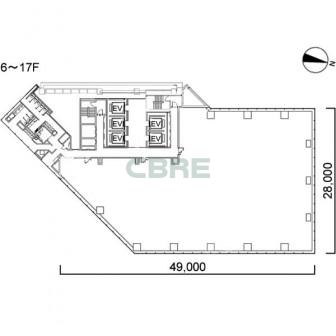 6階〜17階 平面図
