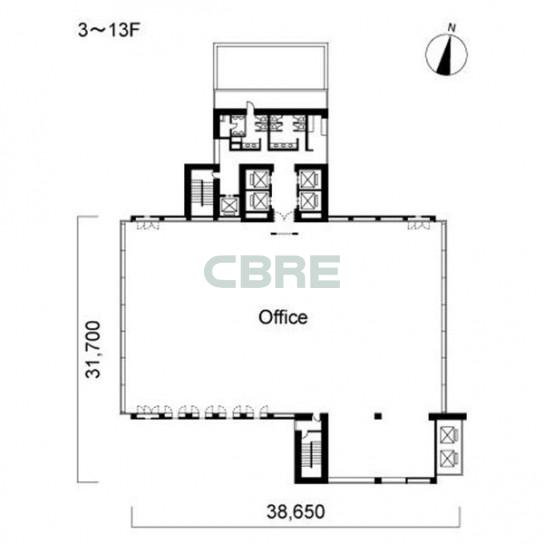 3階〜13階 平面図