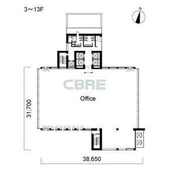 3階〜13階 平面図