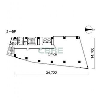 2階〜9階 平面図