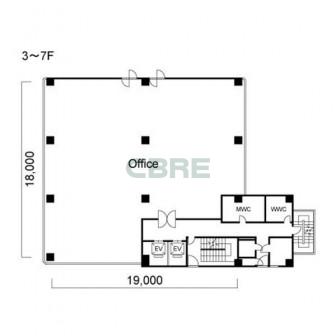 3階〜7階 平面図