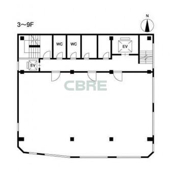 3階〜9階 平面図