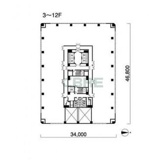 3階〜12階 平面図