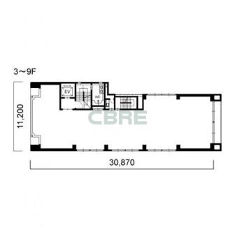 3階〜9階 平面図