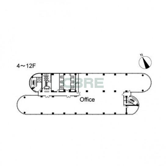 4階〜12階 平面図