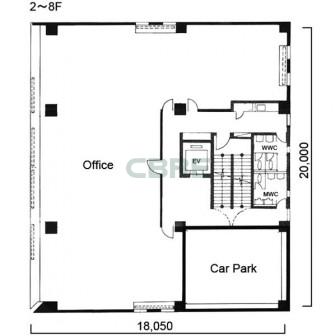 2階〜8階 平面図
