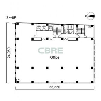 3階〜8階 平面図