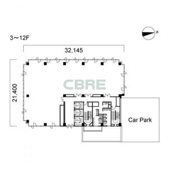 3階〜12階 平面図