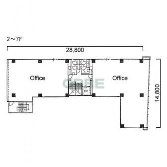 2階〜7階 平面図