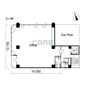 2階〜9階 平面図