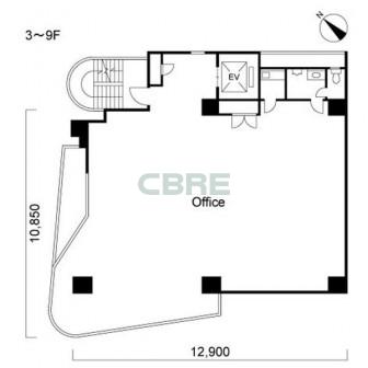 3階〜9階 平面図