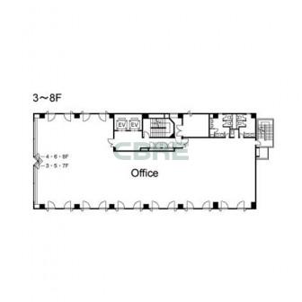 3階〜8階 平面図