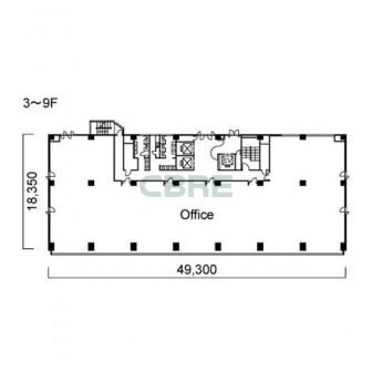 3階〜9階 平面図