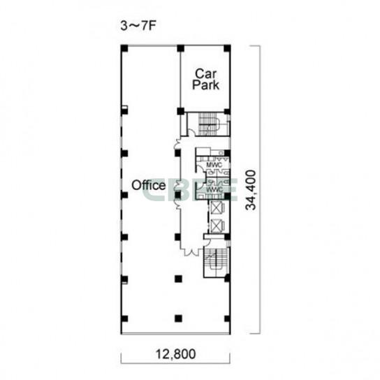 3階〜7階 平面図