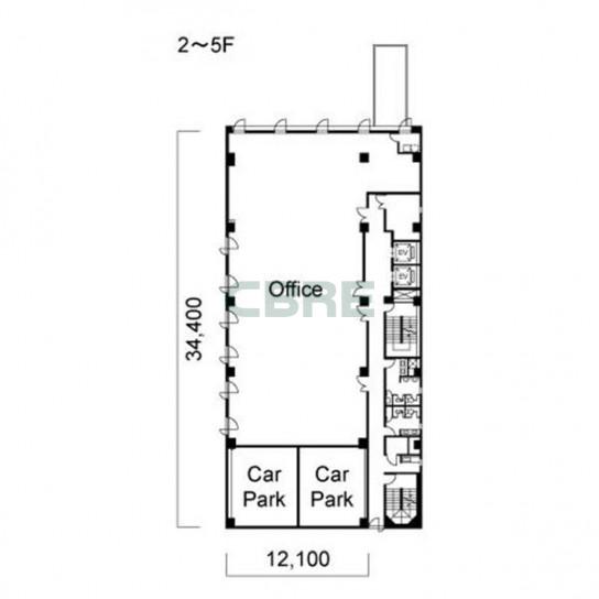 2階〜5階 平面図