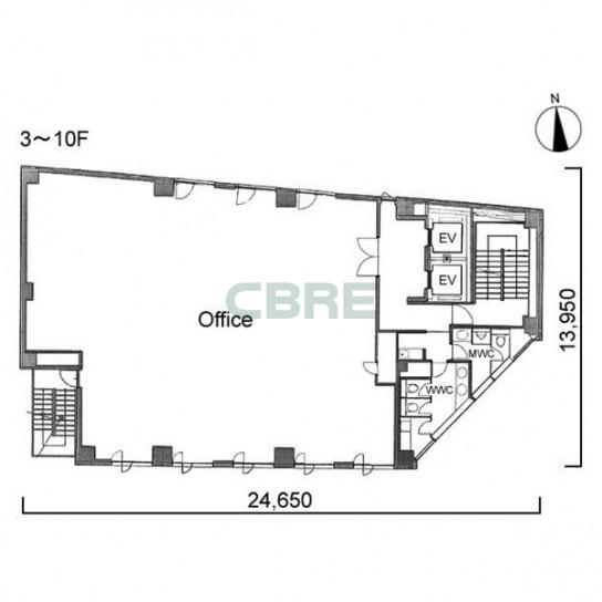 3階〜10階 平面図