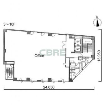 3階〜10階 平面図