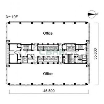 3階〜19階 平面図