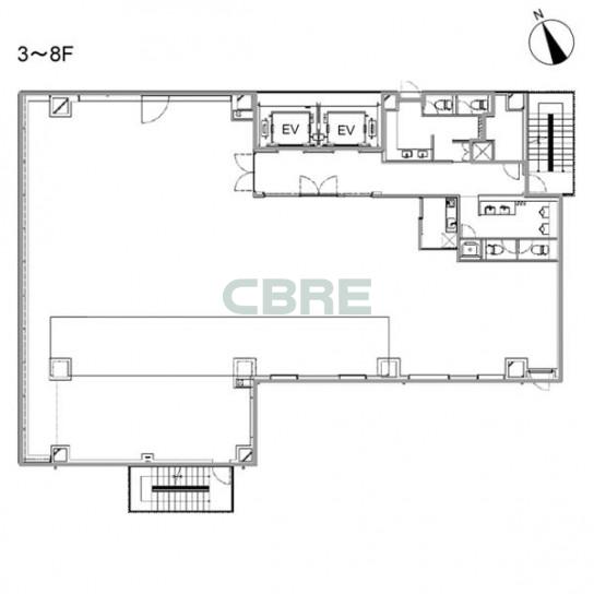 3階〜8階 平面図