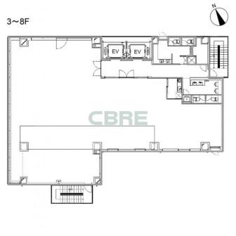 3階〜8階 平面図