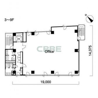3階〜9階 平面図