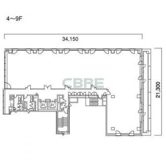 4階〜9階 平面図