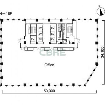 4階〜18階 平面図