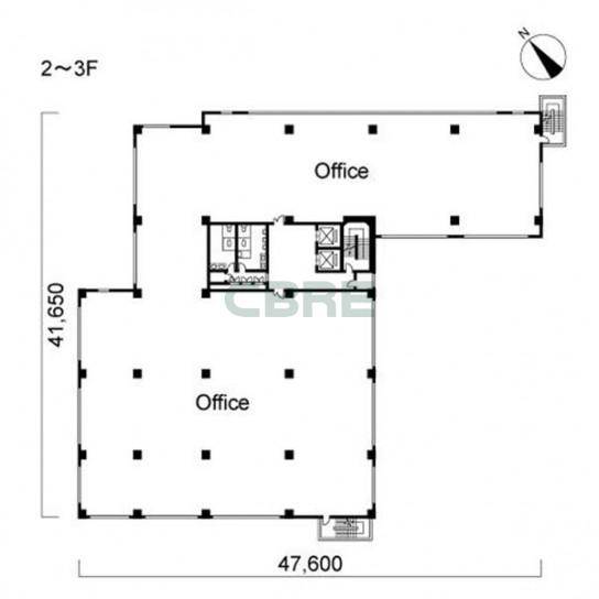 2階〜3階 平面図