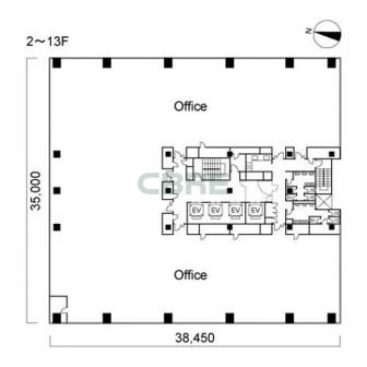 2階〜13階 平面図