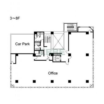 3階〜8階 平面図