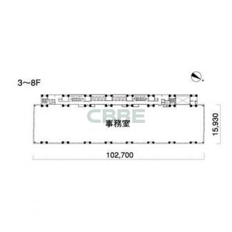 3階〜8階 平面図