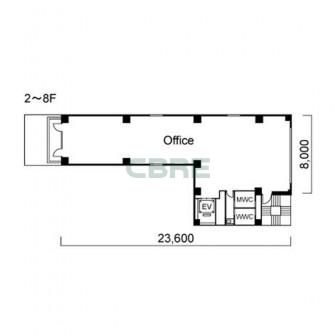 2階〜8階 平面図