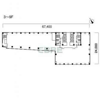 3階〜9階 平面図