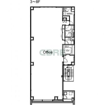 3階〜8階 平面図