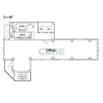 3階〜8階 平面図