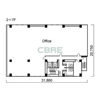 2階〜7階 平面図