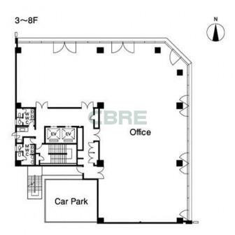 3階〜8階 平面図