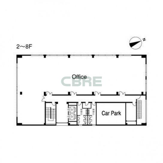 2階〜8階 平面図